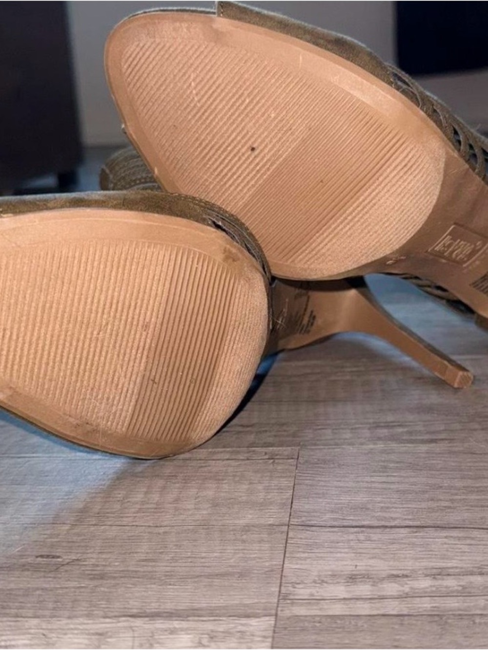 Brash Olive Suede Strappy High Heel Sandal - Picture 12 of 14